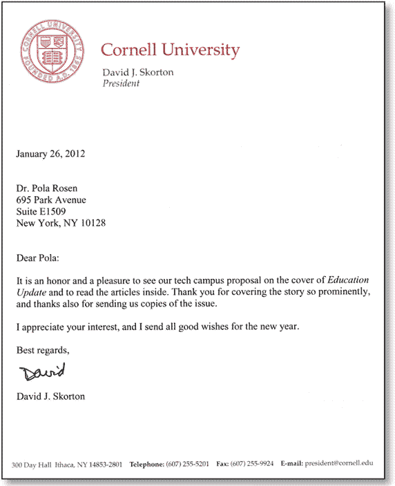 Cornell President's Letter